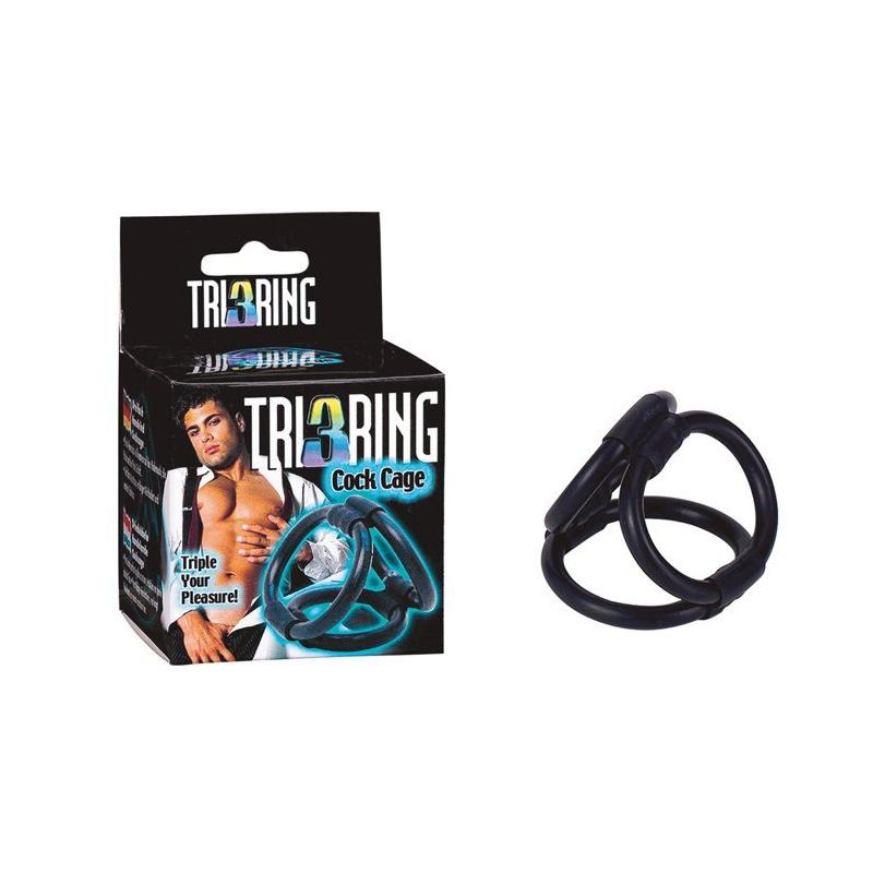 Pierścień-TRI RING COCK CAGE BLACK