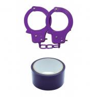 Kajdanki-Purple Sex Extra PVC Ribbon and Handcuffs