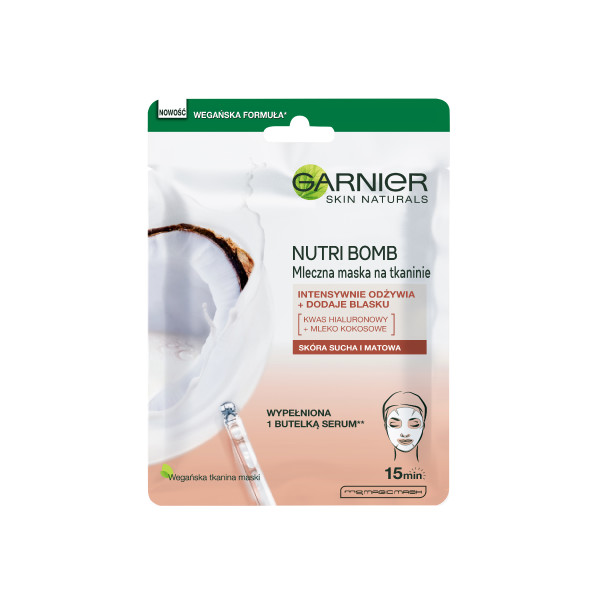 Garnier Skin Naturals Nutri Bomb maska odżywcza w płacie z efektem rozjaśniającym 28 g