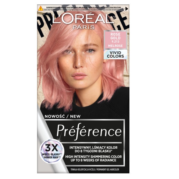 L’Oréal Paris Préférence Vivid Colors farba do włosów odcień 9.213 Rose Gold 1 szt.
