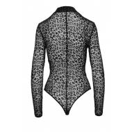 F287 Leopard flock bodysuit with long sleeves S