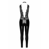 F298 Libido Deep-V catsuit with collar and pearl chain M
