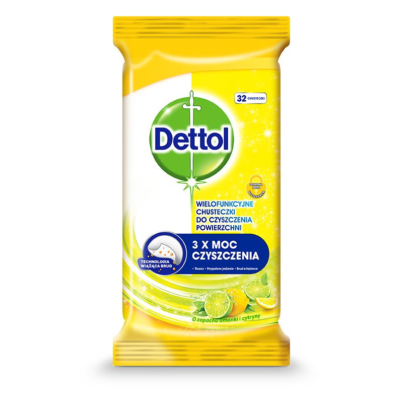 Dettol chusteczki do czyszczenia powierzchni wielofunkcyjne Limonka i Cytryna 32 szt Dettol chusteczki do czyszczenia powierzchni wielofunkcyjne Limonka i Cytryna 32 szt