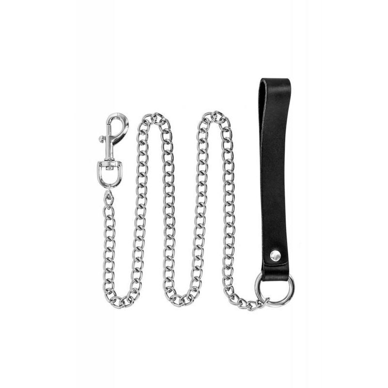 METAL LEASH WITH COW LEATHER WRIST