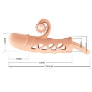 ROMANCE - Penis sleeve,  TPE material,vibration, battery LR41*3, Flesh