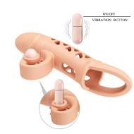 ROMANCE - Penis sleeve,  TPE material,vibration, battery LR41*3, Flesh