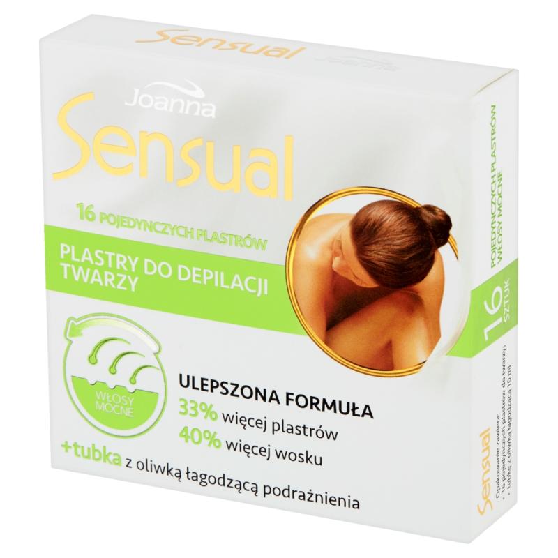 Sensual plastry do depilacji twarzy włosy mocne 16szt + oliwka łagodząca podrażnienia 10ml Sensual plastry do depilacji twarzy włosy mocne 16szt + oliwka łagodząca podrażnienia 10ml