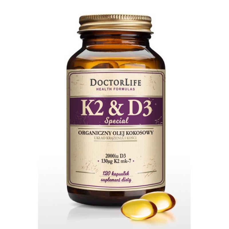 K2 & D3 organiczny olej kokosowy 130ug K2 mk-7 & 2000iu D3 suplement diety 120 kapsułek K2 & D3 organiczny olej kokosowy 130ug K2 mk-7 & 2000iu D3 suplement diety 120 kapsułek