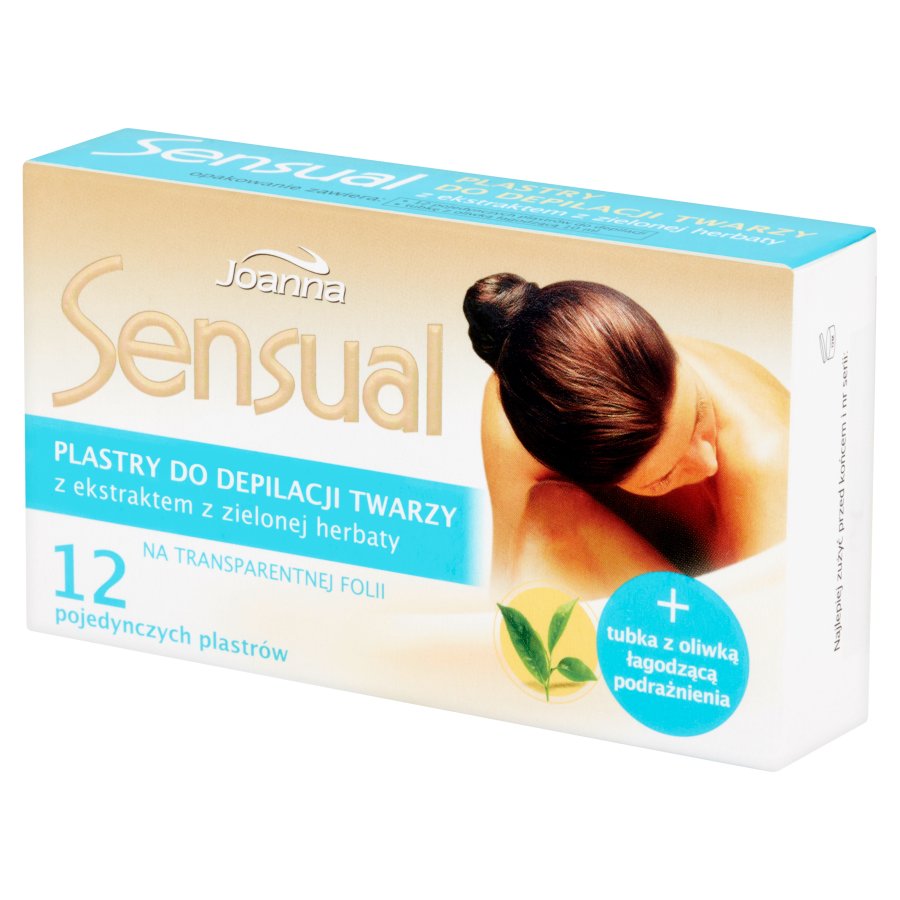 Sensual plastry do depilacji twarzy Zielona Herbata 12szt + oliwka łagodząca podrażnienia 10ml