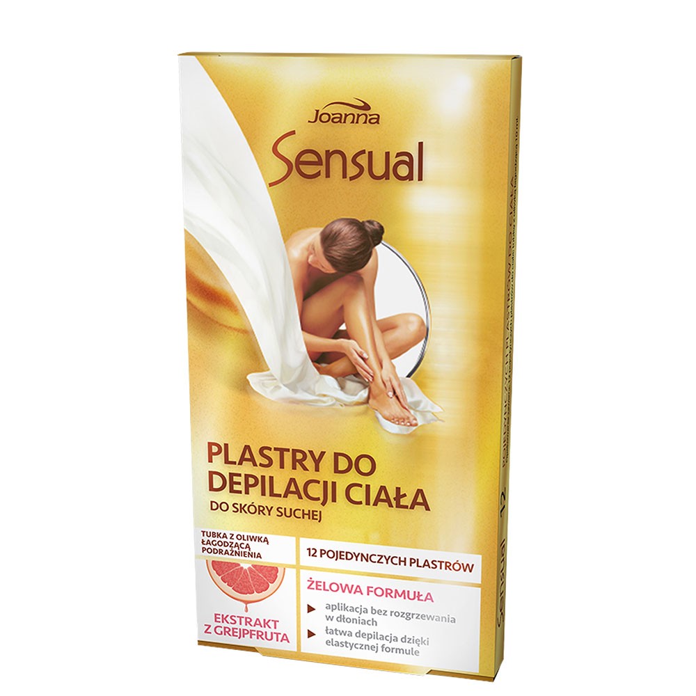 Sensual plastry do depilacji ciała do skóry suchej Ekstrakt z Grejpfruta 12szt + oliwka łagodząca podrażnienia 10ml