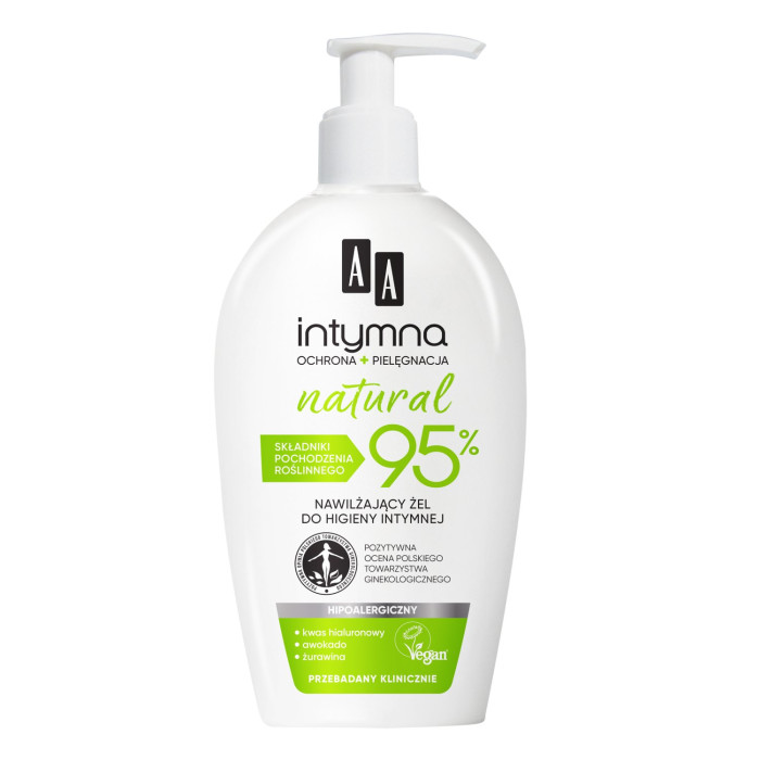 Intymna Ochrona + Pielęgnacja Natural 95% nawilżający żel do higieny intymnej 300ml