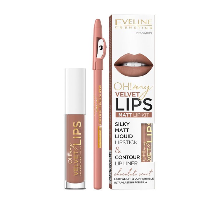 Oh! My Velvet Lips Liquid Matt Lip Kit zestaw matowa pomadka w płynie 4.5ml + konturówka do ust 1szt 14 Choco Truffle