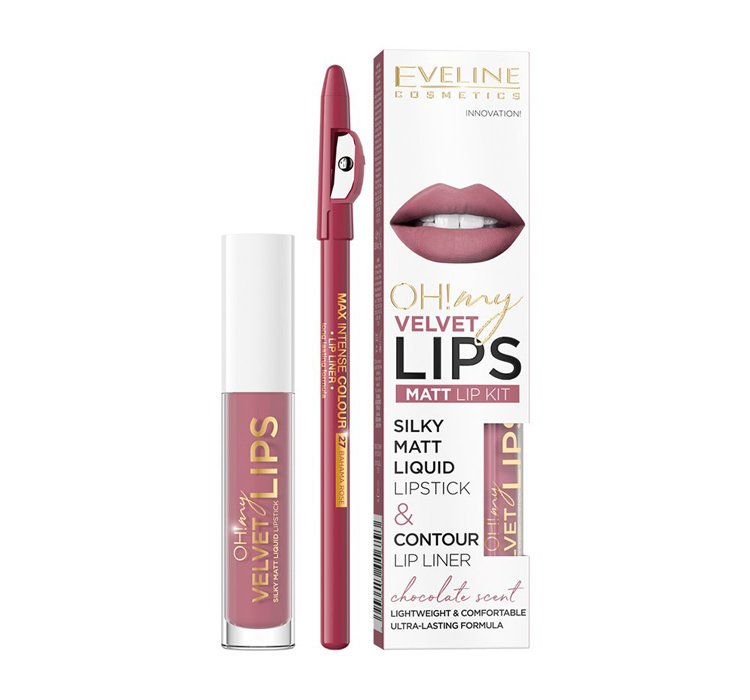 Oh! My Velvet Lips Liquid Matt Lip Kit zestaw matowa pomadka w płynie 4.5ml + konturówka do ust 1szt 13 Brownie Biscotti