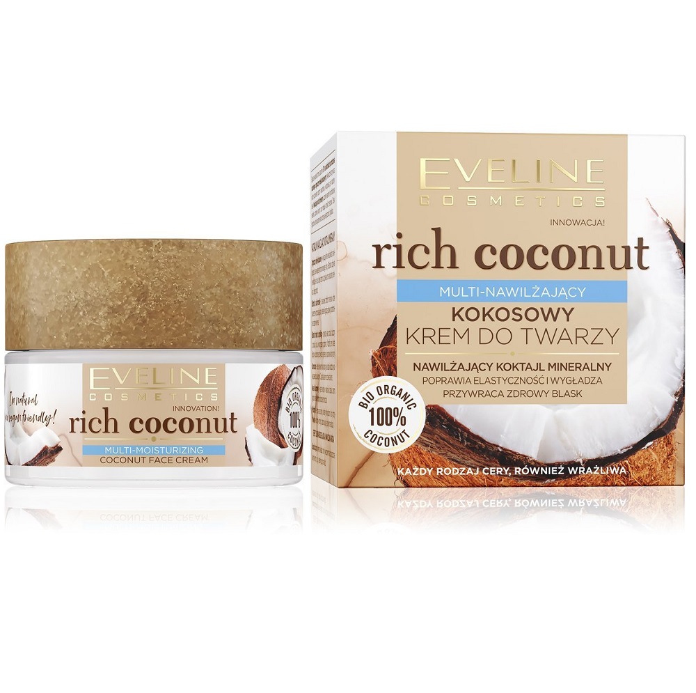 Eveline Cosmetics Rich Coconut odżywczy krem odmładzający skórę z probiotykami 50 ml