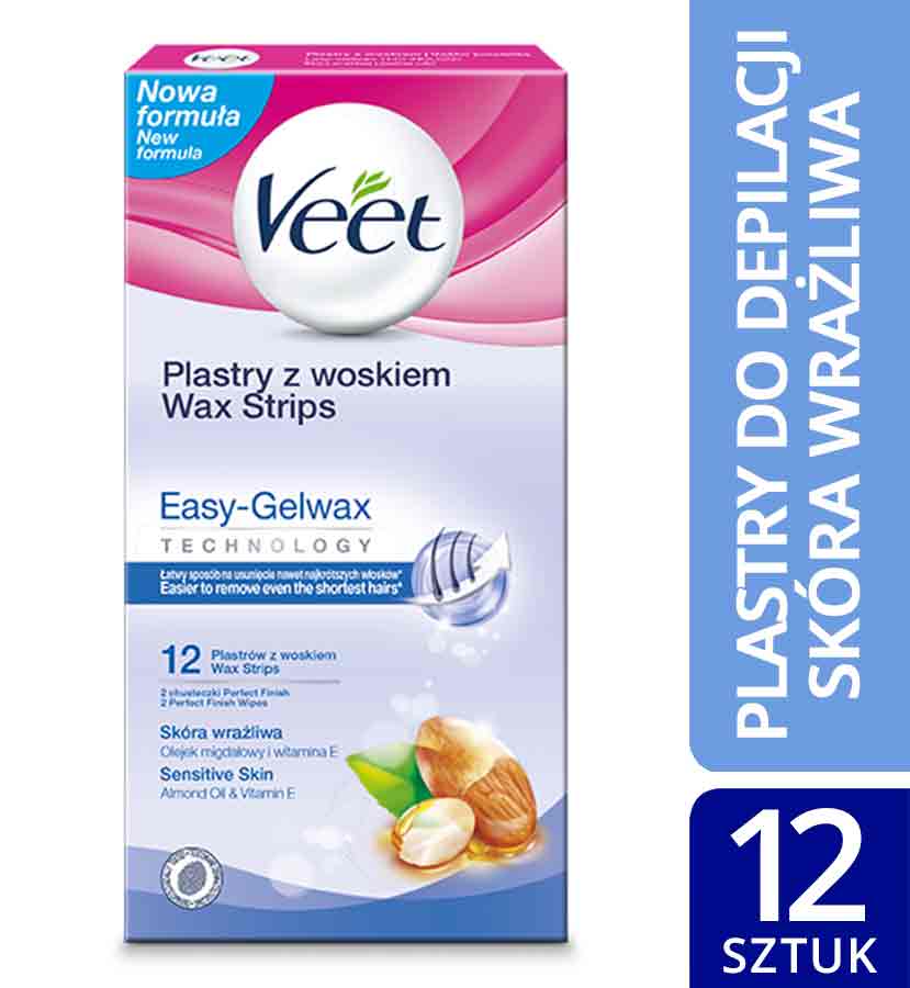 Veet plastry wosk do depilacji ciała skóra wrażliwa 12 szt