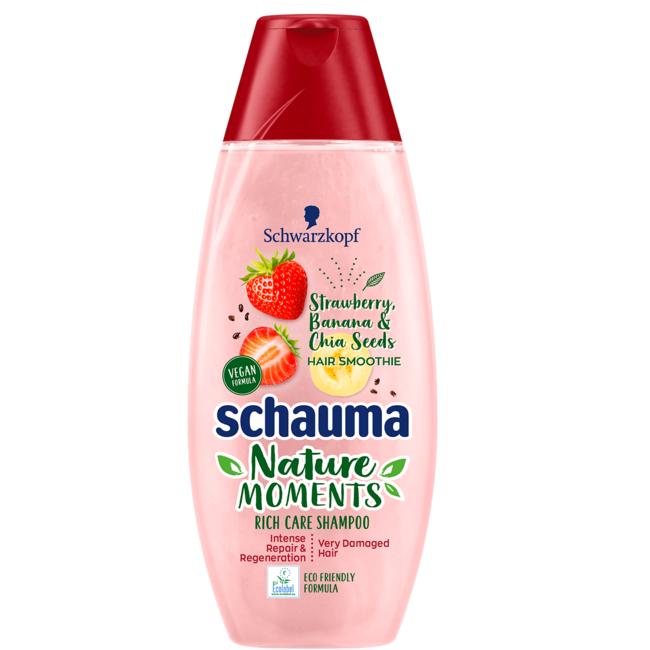 Schwarzkopf Schauma Nourish & Shine wzmacniający szampon do włosów zniszczonych o zapachu truskawek 400 ml