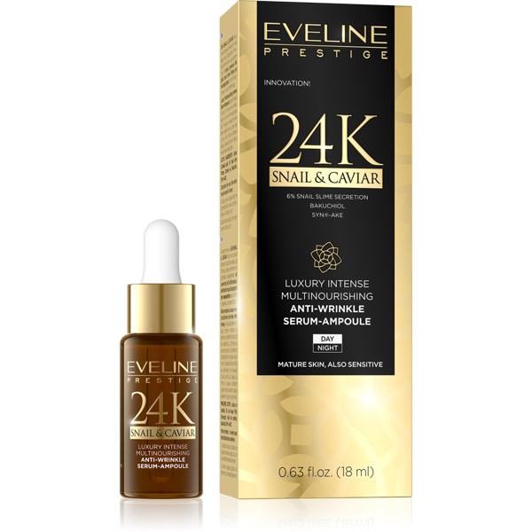 Eveline Cosmetics 24K Snail & Caviar serum przeciwzmarszczkowe z ekstraktem ze śluzu ślimaka 18 ml