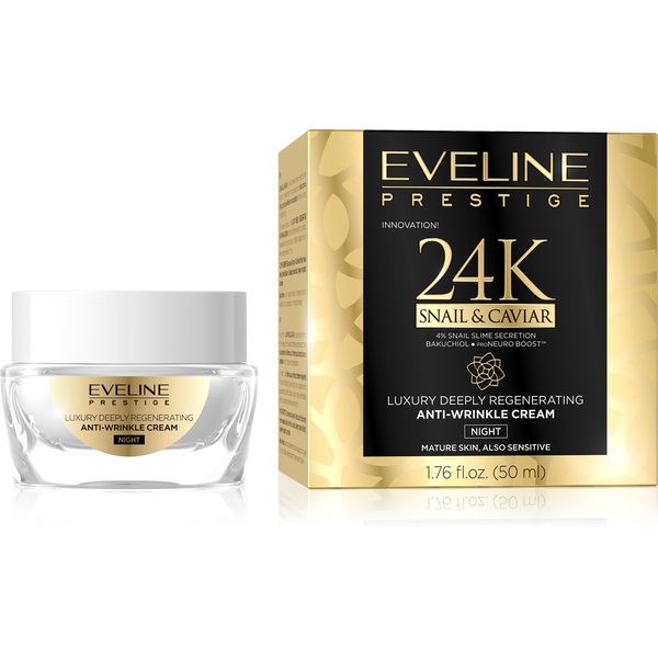 Eveline Cosmetics 24K Snail & Caviar przeciwzmarszczkowy krem na noc z ekstraktem ze śluzu ślimaka 50 ml