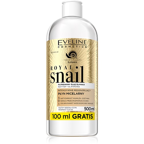Eveline Royal Snail Intensely Regenerating Micellar Water płyn micelarny do demakijażu do wszystkich typów skóry 500 ml można nabyć na stronie Neness.pl