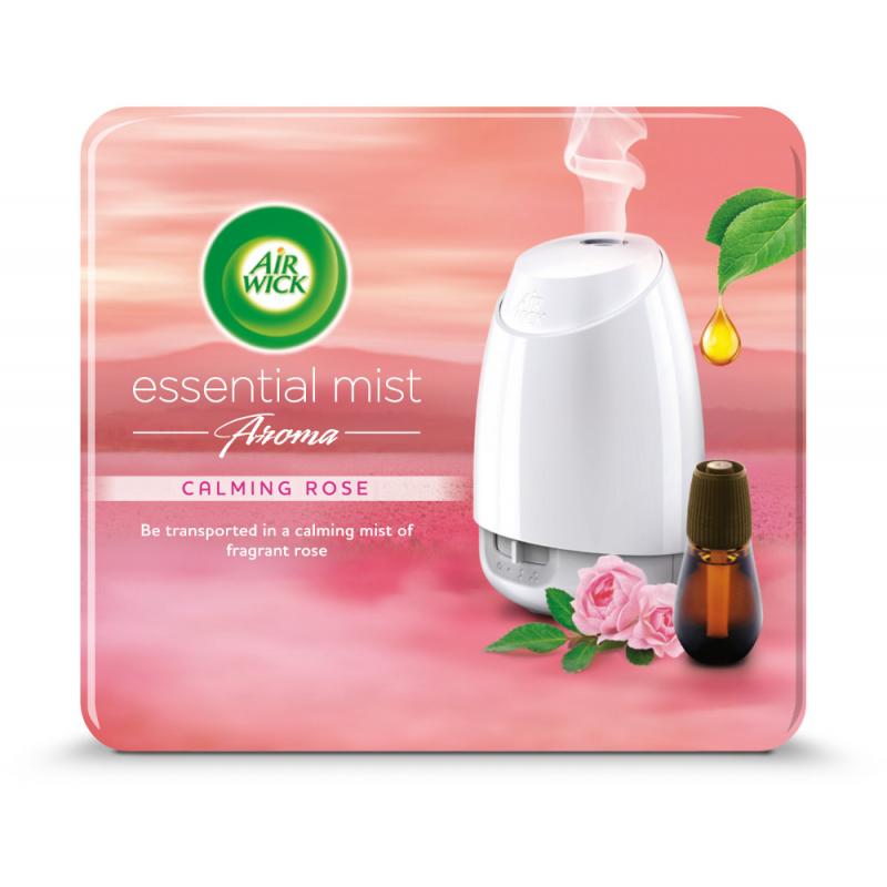 Essential Mist Aroma automatyczny odświeżacz powietrza + kojący wkład o zapachu róży 20ml