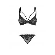 Petitenoir Set ouf of plunge underwired bra with embroidery and brief XL